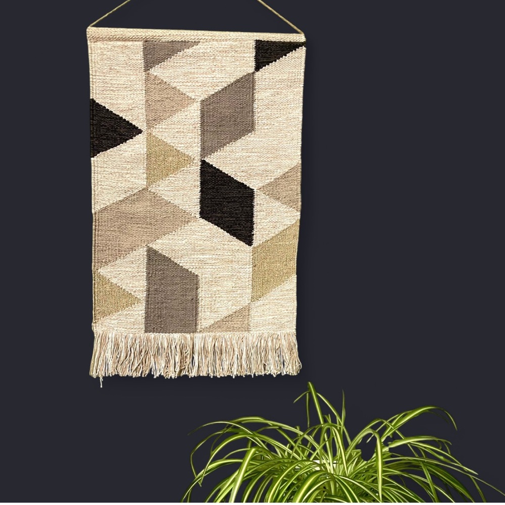 Boho, art deco style hanging woven tapestry